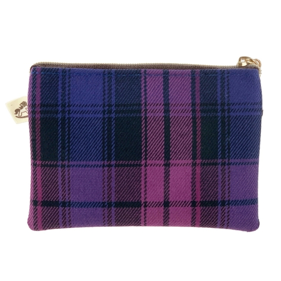 Waterproof Plaid Coin Purse Keychain Pouch Holder - Picture 2 of 7